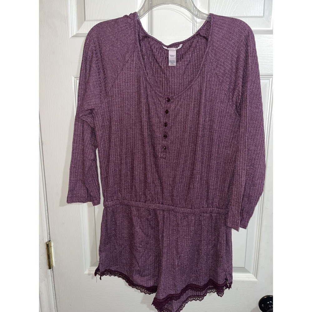 Women s Victoria s Secret Romper Size L‎ Large Plum Color  Long Sleeve